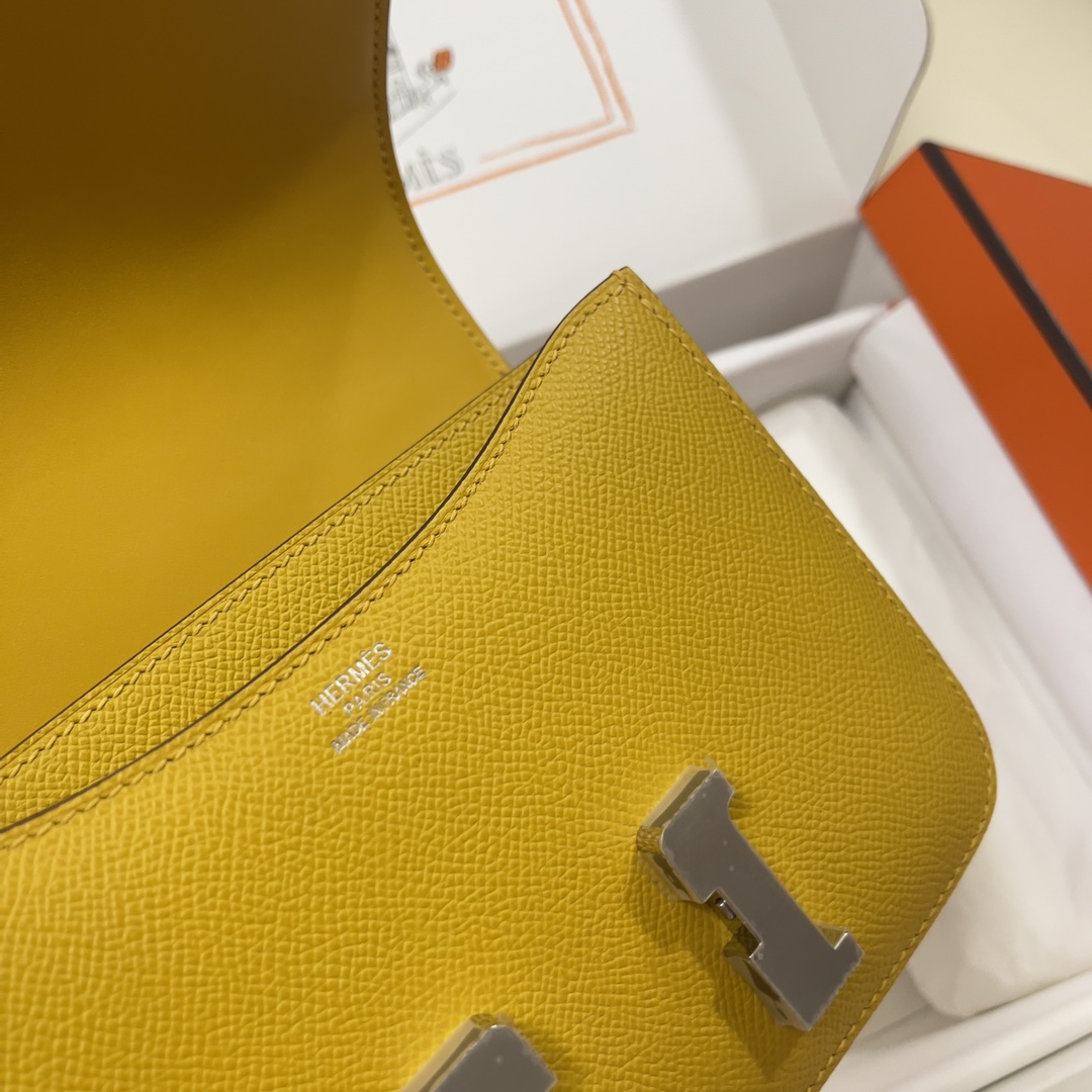 Hermes Constance 18 Mini Shoulder Bag In Yellow Amber Epsom Leather